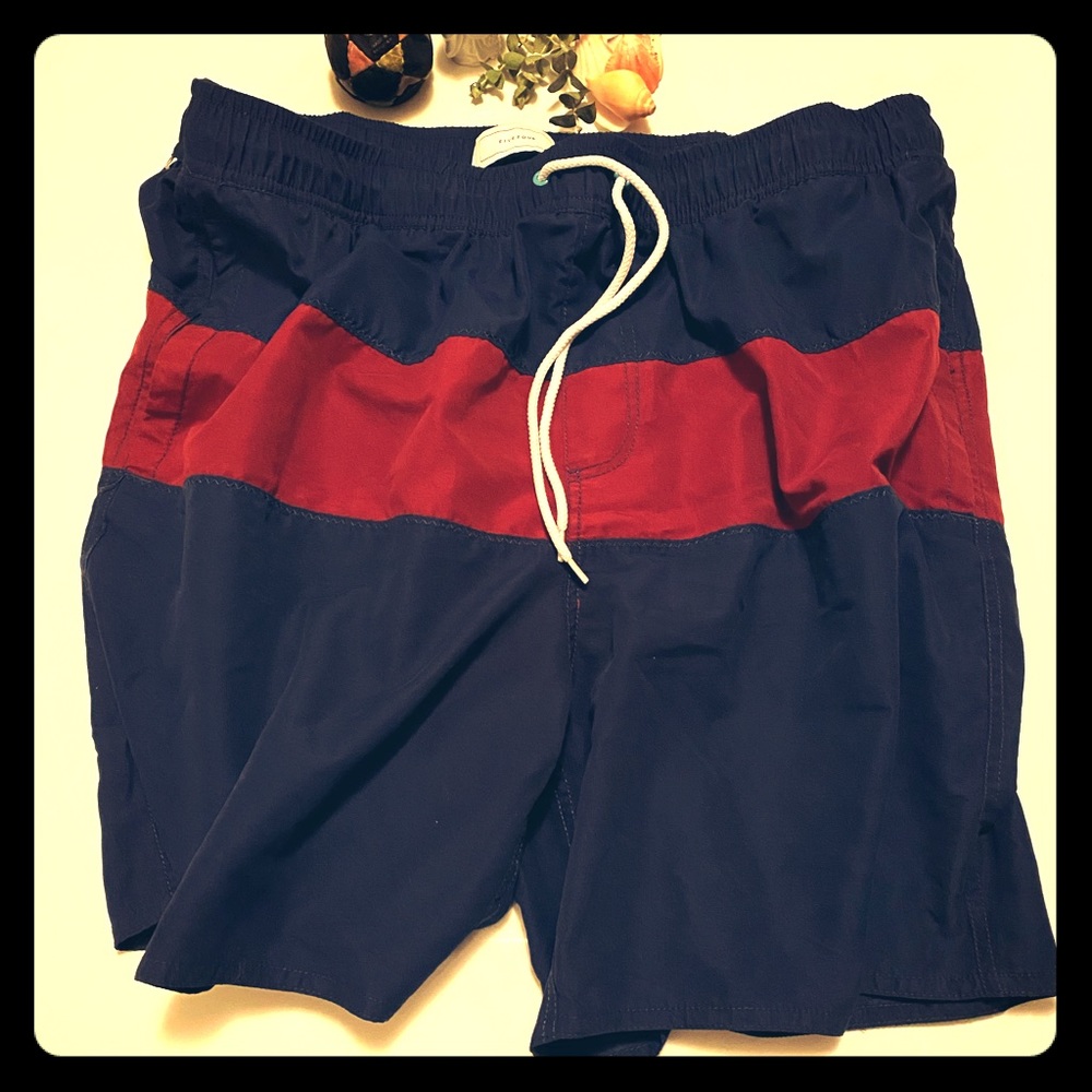 FIVE FOUR Swim Trunks 3XL Blue/Maroon/Lime Green